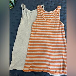 GAP Gray and Orange Striped Tank Tops